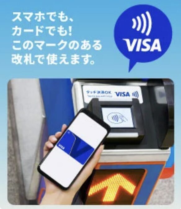 Visaタッチ決済で改札を通る様子