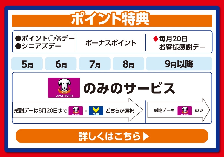 ウエルシア ポイント特典 毎月20日お客様感謝デーはWAON POINTのみのサービス