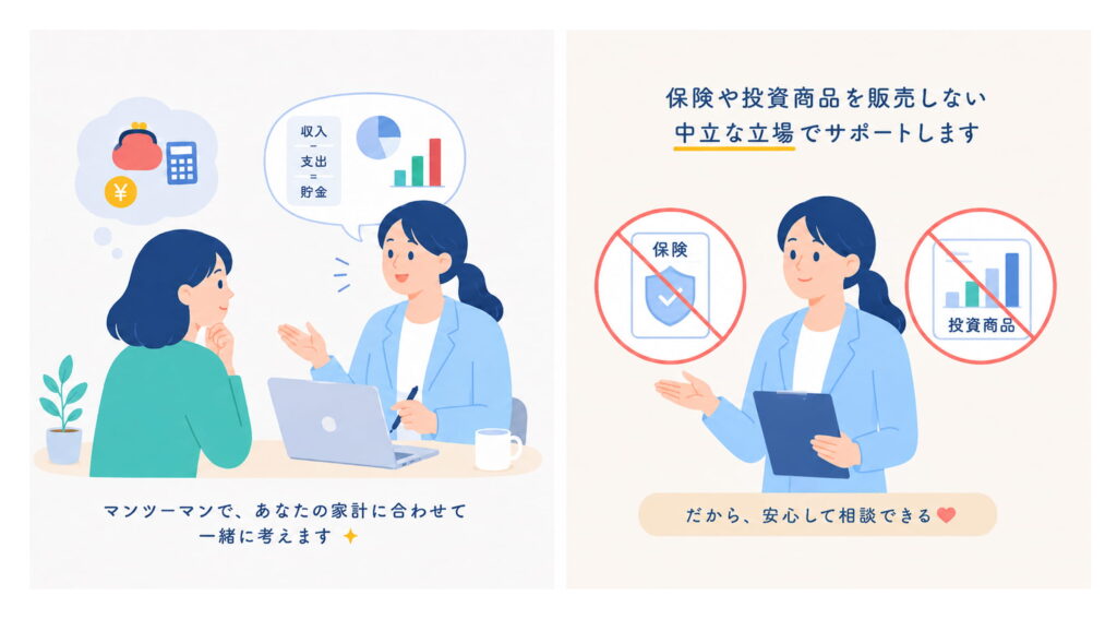 マンツーマンで相談できて中立的な立場で学べる